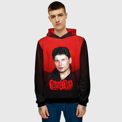 Мужская толстовка Юрий Клинских красная луна / 3D-Черный – фото 3