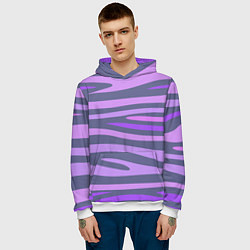 Толстовка-худи мужская Лавандовые волны, цвет: 3D-белый — фото 2