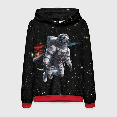 Мужская толстовка The dalmatian brave cosmonaut - ai art / 3D-Красный – фото 1