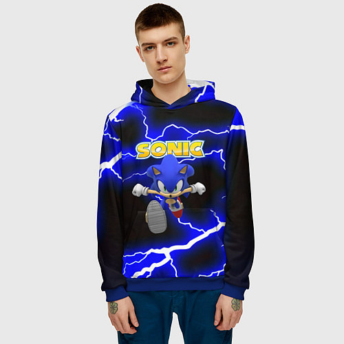 Мужская толстовка Sonic storm electro / 3D-Синий – фото 3