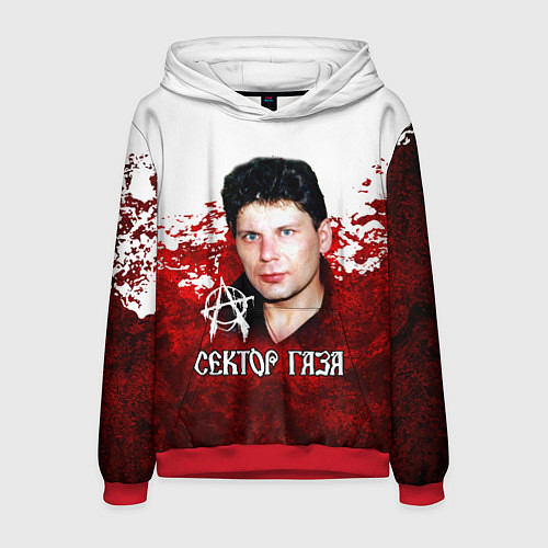Мужская толстовка Юрий Хой бело-красный фон / 3D-Красный – фото 1