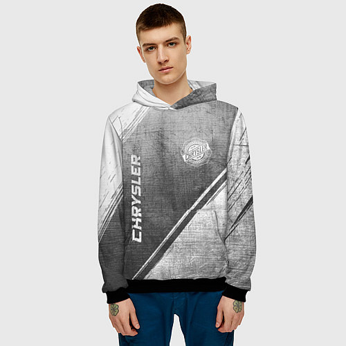 Мужская толстовка Chrysler - grey gradient вертикально / 3D-Черный – фото 3