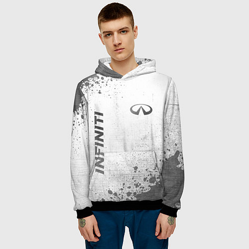 Мужская толстовка Infiniti - white gradient вертикально / 3D-Черный – фото 3
