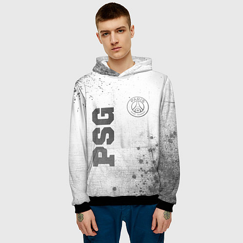 Мужская толстовка PSG - white gradient вертикально / 3D-Черный – фото 3