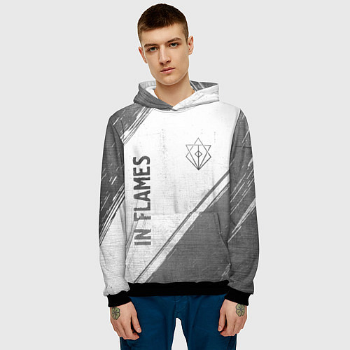 Мужская толстовка In Flames - white gradient вертикально / 3D-Черный – фото 3