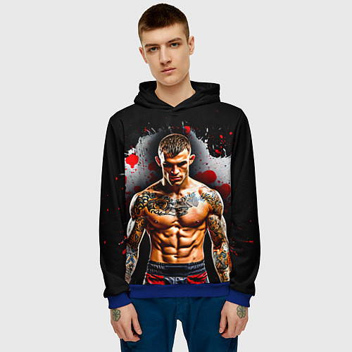 Мужская толстовка Дастин Порье на черном / 3D-Синий – фото 3