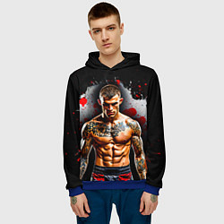 Толстовка-худи мужская Дастин Порье на черном, цвет: 3D-синий — фото 2