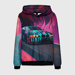 Толстовка-худи мужская БМВ граффити стиль, цвет: 3D-черный