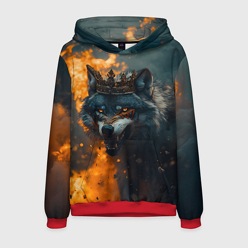 Мужская толстовка Злой волк в огне / 3D-Красный – фото 1