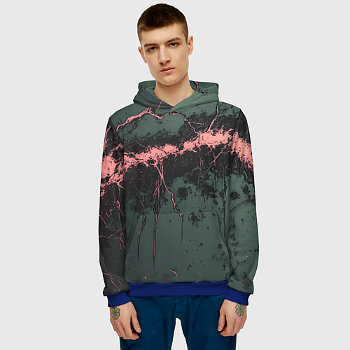 Мужская толстовка Гранж потертая текстура / 3D-Синий – фото 3