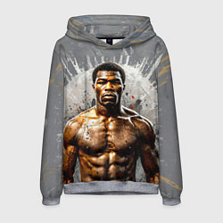 Толстовка-худи мужская Мухаммед Али на сером, цвет: 3D-меланж