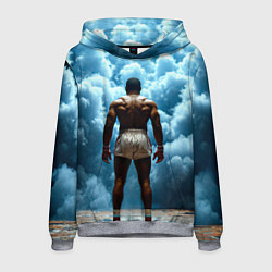 Толстовка-худи мужская Мухаммед Али в синем дыму, цвет: 3D-меланж