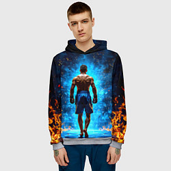 Толстовка-худи мужская Кикбоксер в огне, цвет: 3D-меланж — фото 2