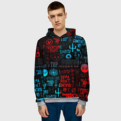 Толстовка-худи мужская Twenty one pilots rock pattern, цвет: 3D-меланж — фото 2