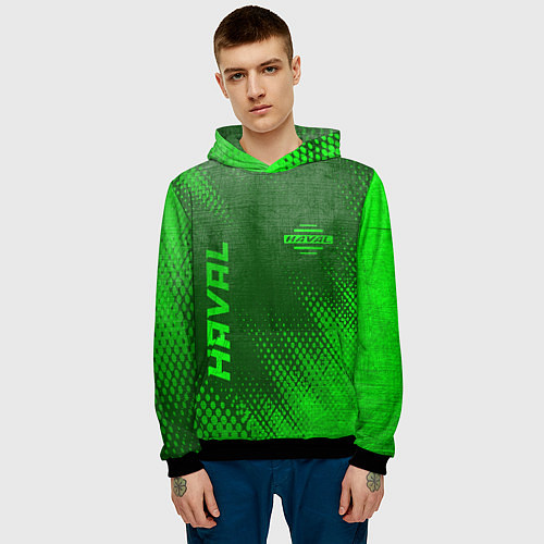 Мужская толстовка Haval - green gradient вертикально / 3D-Черный – фото 3