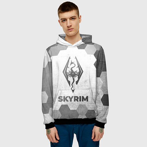 Мужская толстовка Skyrim - white gradient / 3D-Черный – фото 3