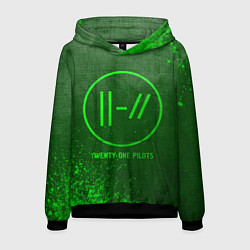 Толстовка-худи мужская Twenty One Pilots - green gradient, цвет: 3D-черный