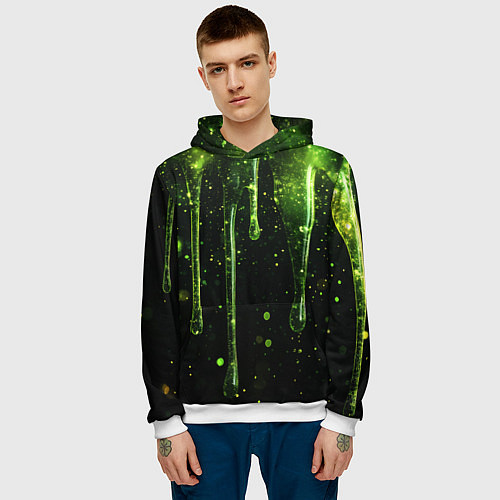 Мужская толстовка Зеленая объемная слизь / 3D-Белый – фото 3