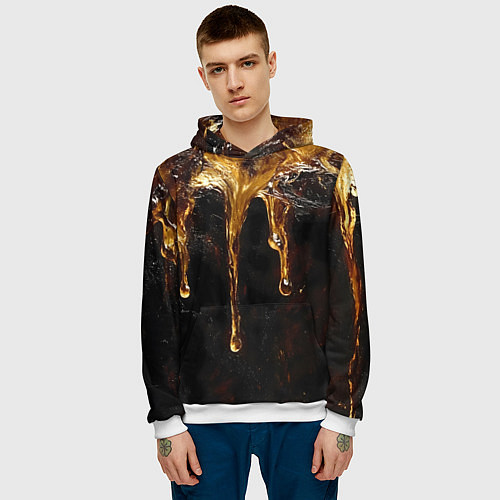 Мужская толстовка Стекающий мед - текстура / 3D-Белый – фото 3