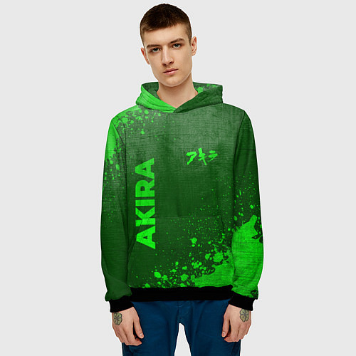 Мужская толстовка Akira - green gradient вертикально / 3D-Черный – фото 3