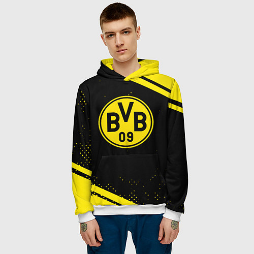 Мужская толстовка Borussia полосы / 3D-Белый – фото 3