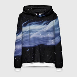 Толстовка-худи мужская Синяя волна в космосе - текстура, цвет: 3D-белый