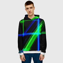 Толстовка-худи мужская Color blue black green, цвет: 3D-белый — фото 2