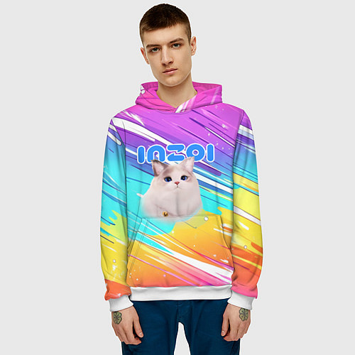 Мужская толстовка Inzoi кошечка на радужном фоне / 3D-Белый – фото 3