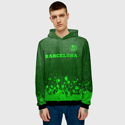 Толстовка-худи мужская Barcelona - green gradient посередине, цвет: 3D-черный — фото 2