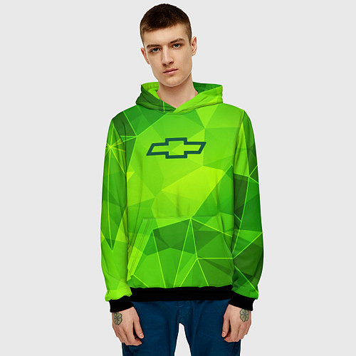 Мужская толстовка Chevrolet green poly / 3D-Черный – фото 3
