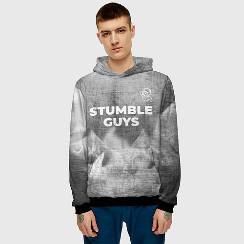 Мужская толстовка Stumble Guys - grey gradient посередине / 3D-Черный – фото 3