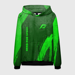 Толстовка-худи мужская Need for Speed - green gradient вертикально, цвет: 3D-черный