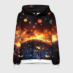 Толстовка-худи мужская Оранжевое боке на черном, цвет: 3D-белый