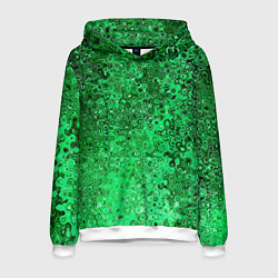 Толстовка-худи мужская Зелёный малахит абстрактная текстура, цвет: 3D-белый