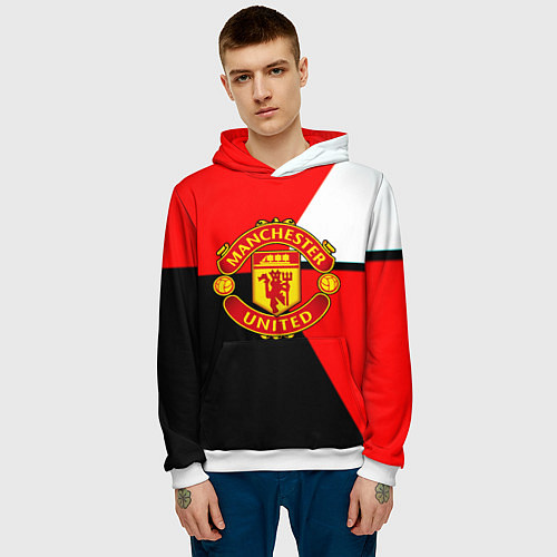 Мужская толстовка Манчестер юнайтед геометрия линии / 3D-Белый – фото 3