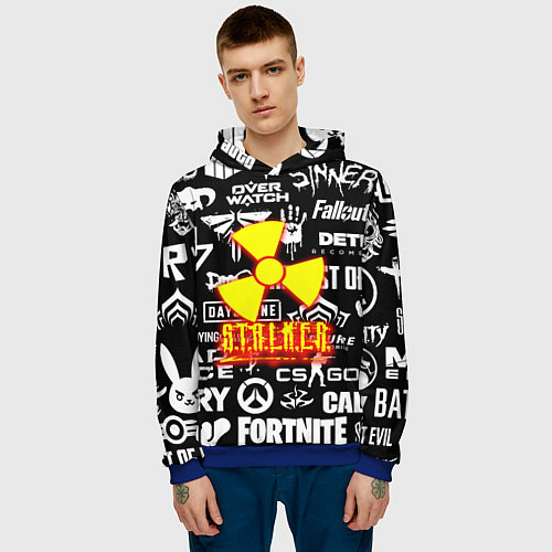 Мужская толстовка Сталкер все логотипы игр / 3D-Синий – фото 3