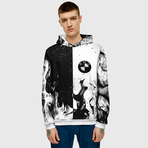 Мужская толстовка BMW black fire / 3D-Белый – фото 3