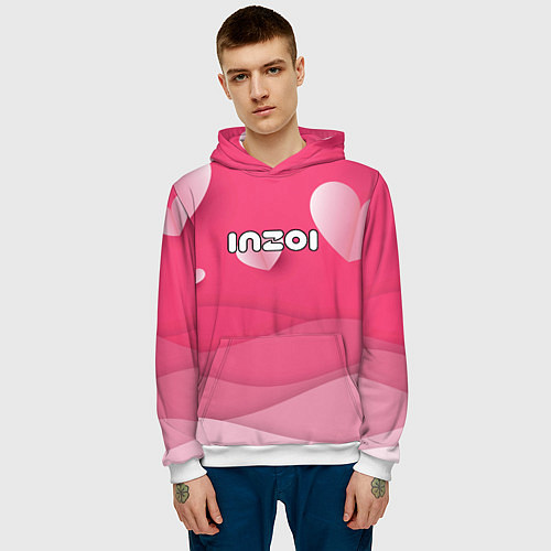 Мужская толстовка Inzoi розовые сердечки / 3D-Белый – фото 3