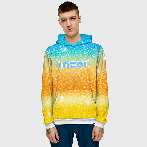 Мужская толстовка Inzoi лого и блестки / 3D-Белый – фото 3