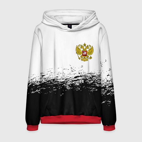 Мужская толстовка Россия черно белые краски / 3D-Красный – фото 1