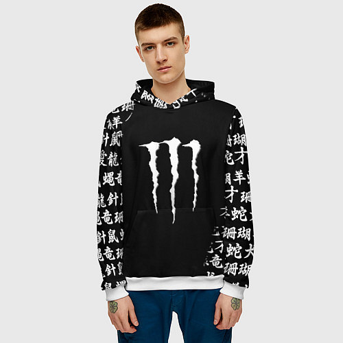 Мужская толстовка Monster energy japan symbol / 3D-Белый – фото 3