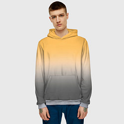 Толстовка-худи мужская Бледный жёлто-серый градиент, цвет: 3D-меланж — фото 2