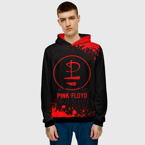 Мужская толстовка Pink Floyd - red gradient / 3D-Черный – фото 3
