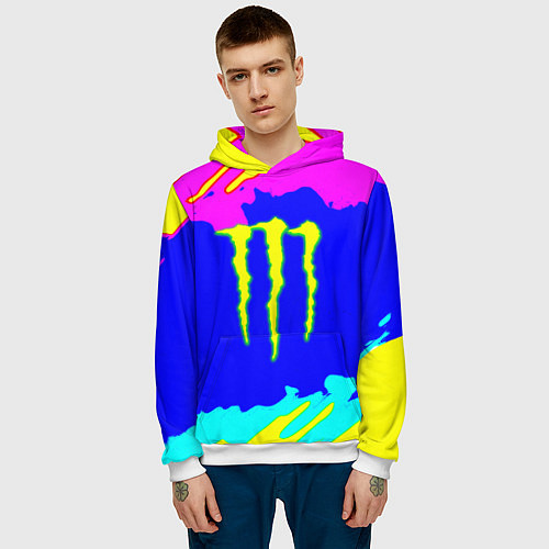 Мужская толстовка Monster energy краски цветные / 3D-Белый – фото 3