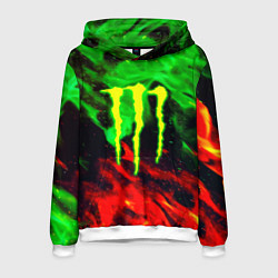 Толстовка-худи мужская Monster energy огонь лого, цвет: 3D-белый