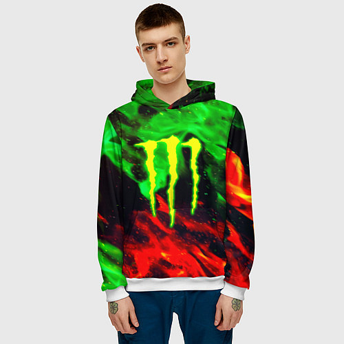 Мужская толстовка Monster energy огонь лого / 3D-Белый – фото 3