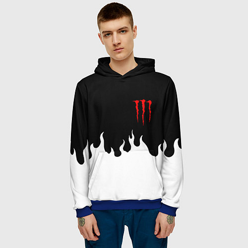 Мужская толстовка Monster energy red logo / 3D-Синий – фото 3
