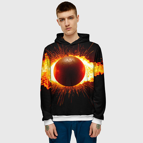 Мужская толстовка Ядро для талкания в огне / 3D-Белый – фото 3