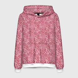 Толстовка-худи мужская Красно белый деревенский узор ретро, цвет: 3D-белый