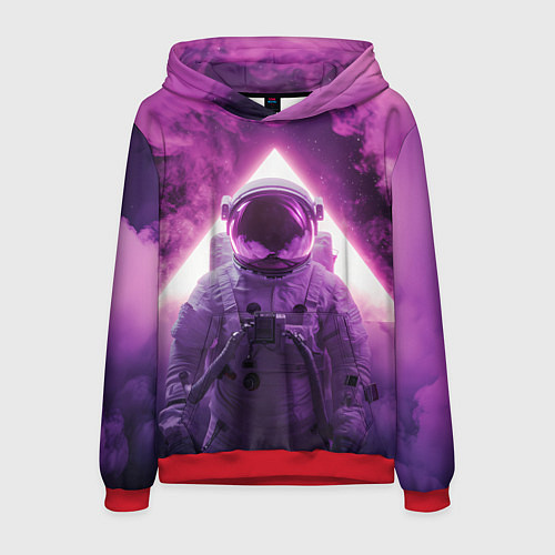 Мужская толстовка Космонавт и фиолетовый космос / 3D-Красный – фото 1